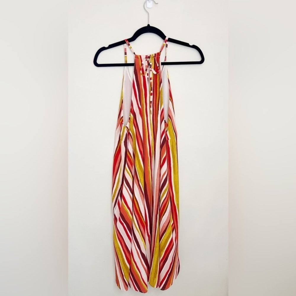 Fourteenth Place Rainbow Striped Flowy Summer Midi Dress Size Medium - Picture 2 of 7